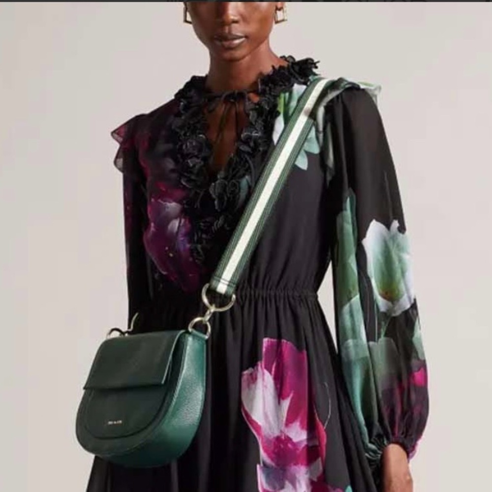 NWT- Ted Baker Crossbody Daliai Branded Webbing Satchel Cross Body Bag dk-green
